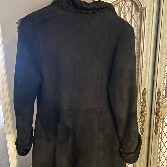 Revillion Shearling maxi coat black 1980’s vintage. Paris France - Picture 8 of 13